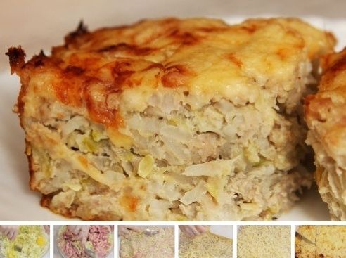 Кабачковая запеканка с рисом и фаршем