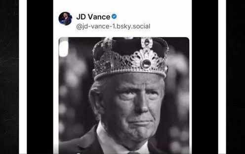 На фоне массовых леволиберальных протестов в США вице-президент Вэнс опубликовал видеоролик с Трампом в королевском образе
