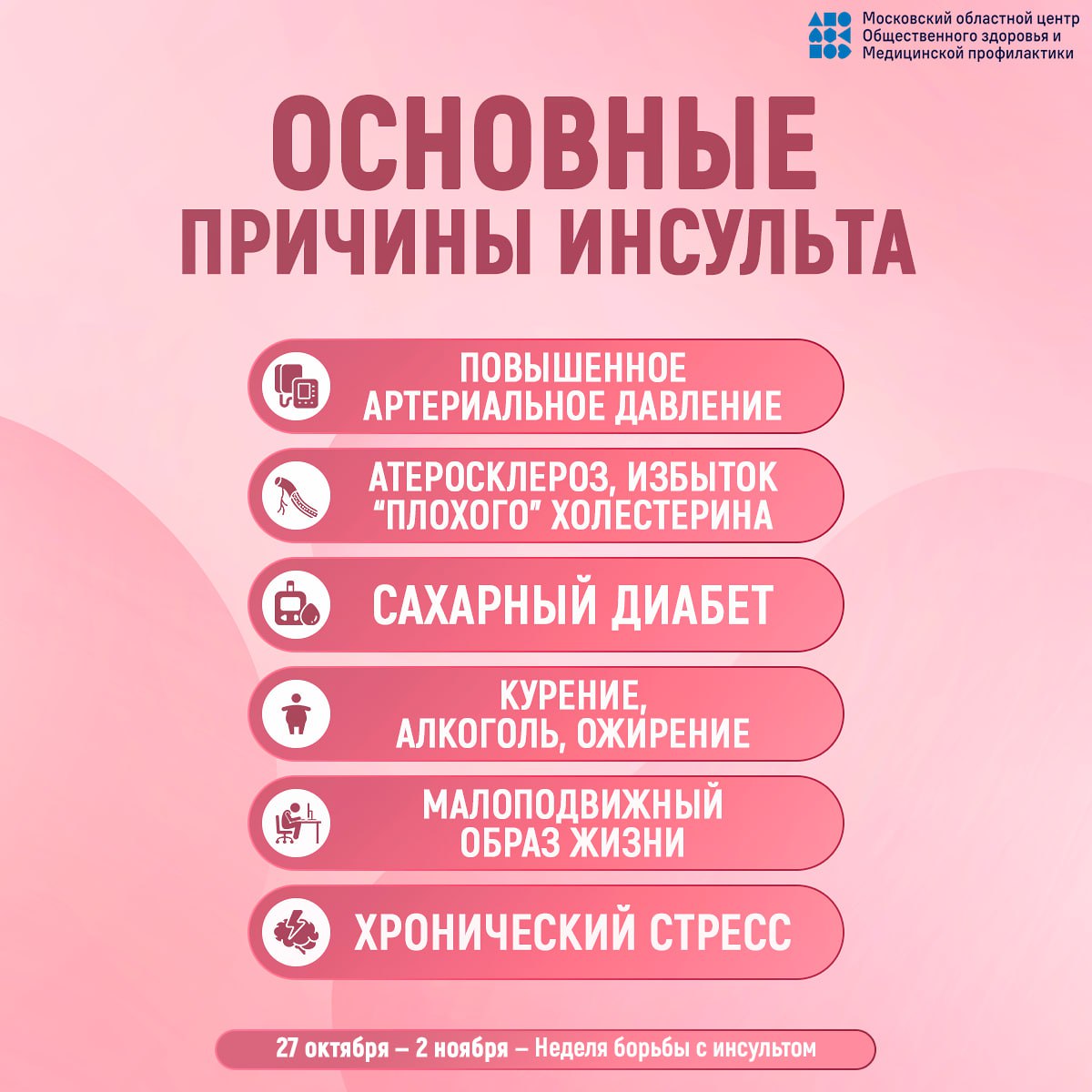 29 октября - Всемирный день борьбы с инсультом 29 октября - Всемирный день борьбы с инсультом