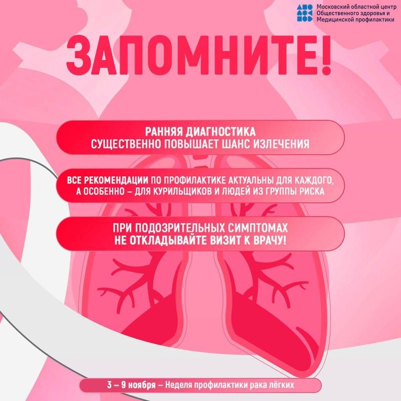С 3 по 9 ноября проходит неделя профилактики рака лёгких С 3 по 9 ноября проходит неделя профилактики рака лёгких