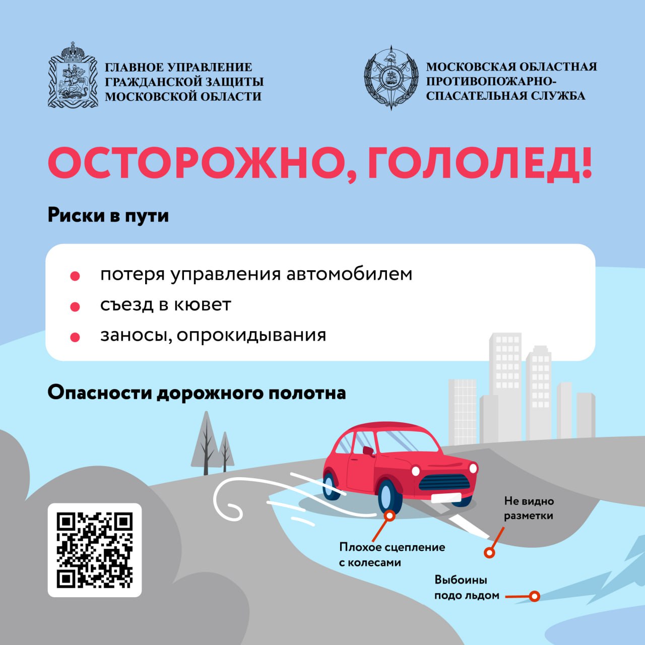 Гололёд в Подмосковье. В Московской области объявлен «жёлтый» уровень погодной опасности с 9:00 до 21:00 17 ноября