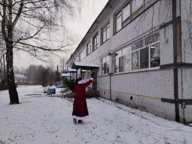 Сегодня в детский сад Дед Мороз принес елочку для дошколят