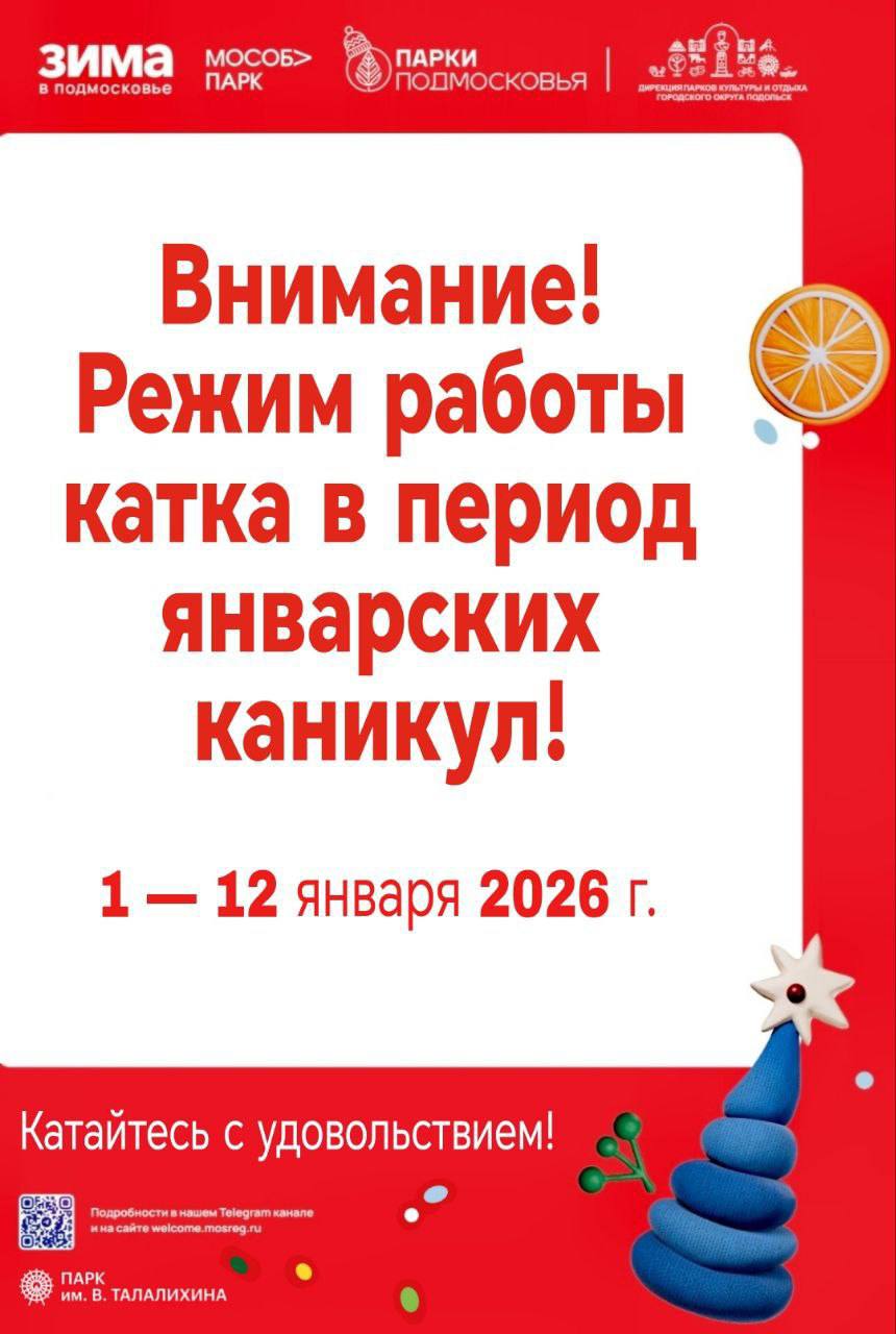 Каток в парке имени Виктора Талалихина ждёт жителей и гостей округа на зимних каникулах