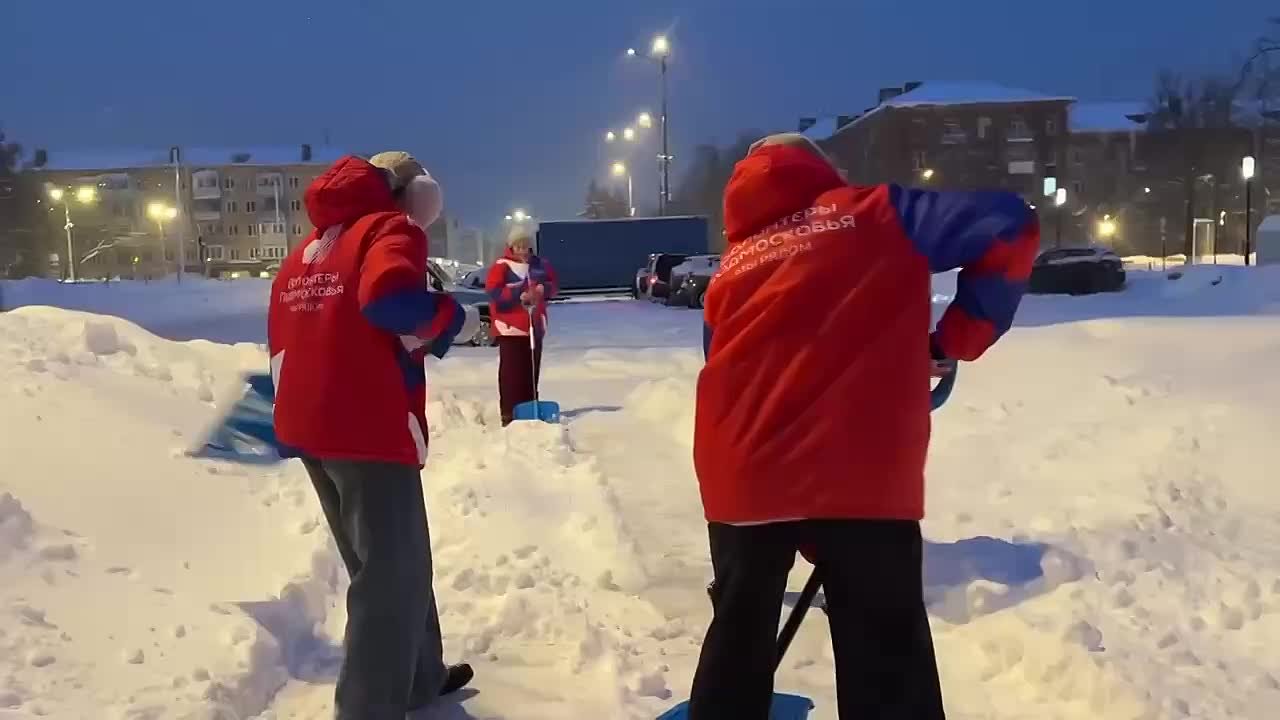 Волонтёры Подмосковья приступили к ликвидации последствий ночного снегопада