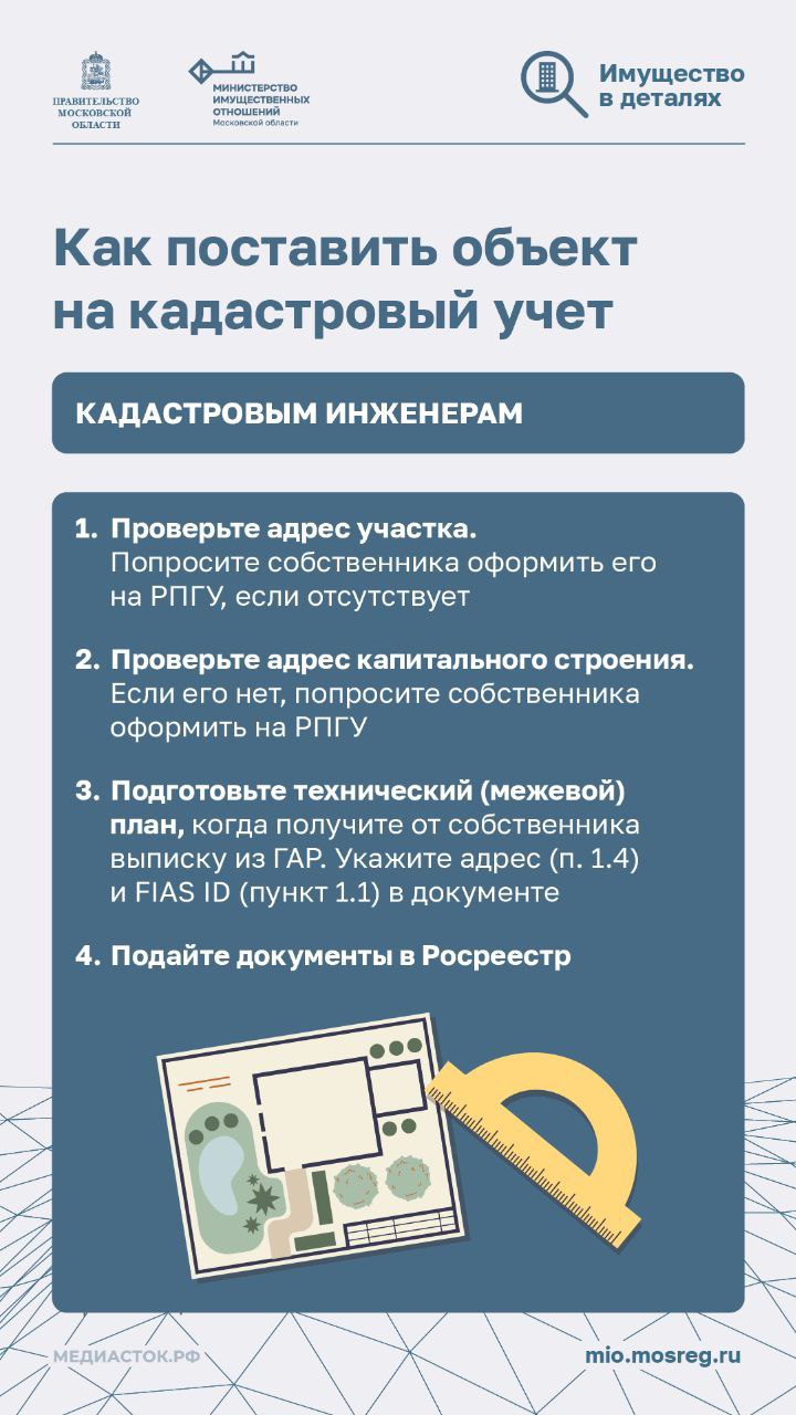 С 1 февраля в техническом и межевом плане, используемом для регистрации недвижимости, теперь обязательно необходимо вносить адрес объекта, зарегистрированный в Федеральной информационной адресной системе или Государственном... С 1 февраля в техническом и межевом плане, используемом для регистрации недвижимости, теперь обязательно необходимо вносить адрес объекта, зарегистрированный в Федеральной информационной адресной системе или Государственном...