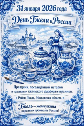 Сегодня, 31 января, отмечается День Гжели — праздник в честь одной из самых узнаваемых русских народных росписей!