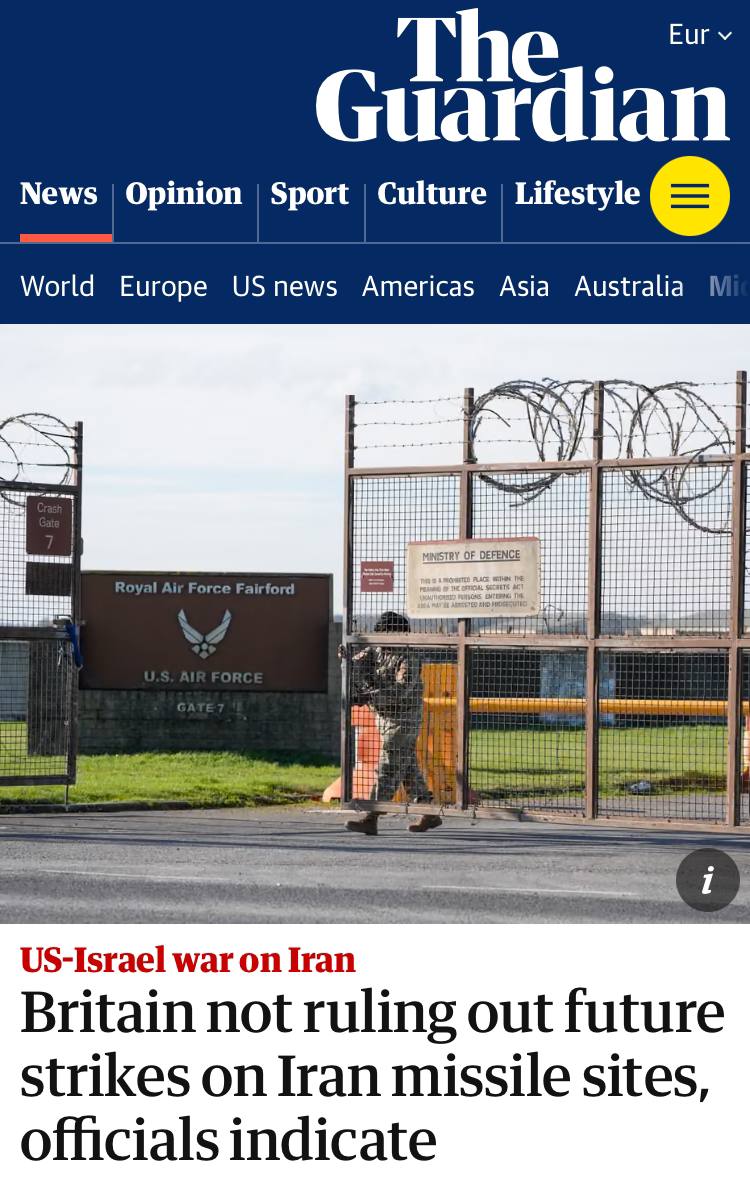 The Guardian: Лондон вступает в игру, но флот не поспевает — Британия готовится бомбить Иран вместе с США