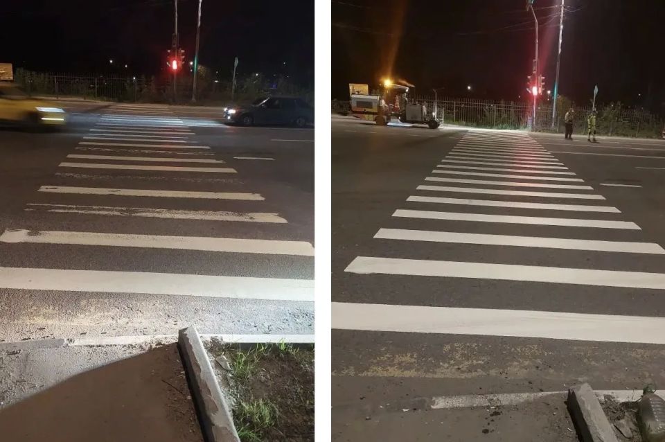 Дорожные службы активно обновляют разметку Дорожные службы активно обновляют разметку