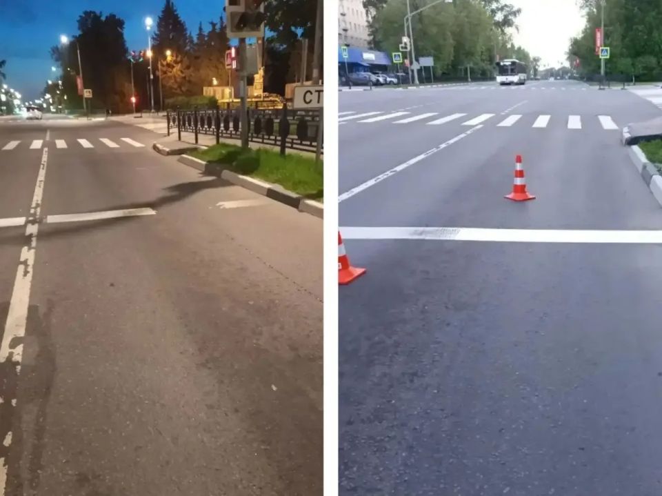Дорожные службы активно обновляют разметку Дорожные службы активно обновляют разметку