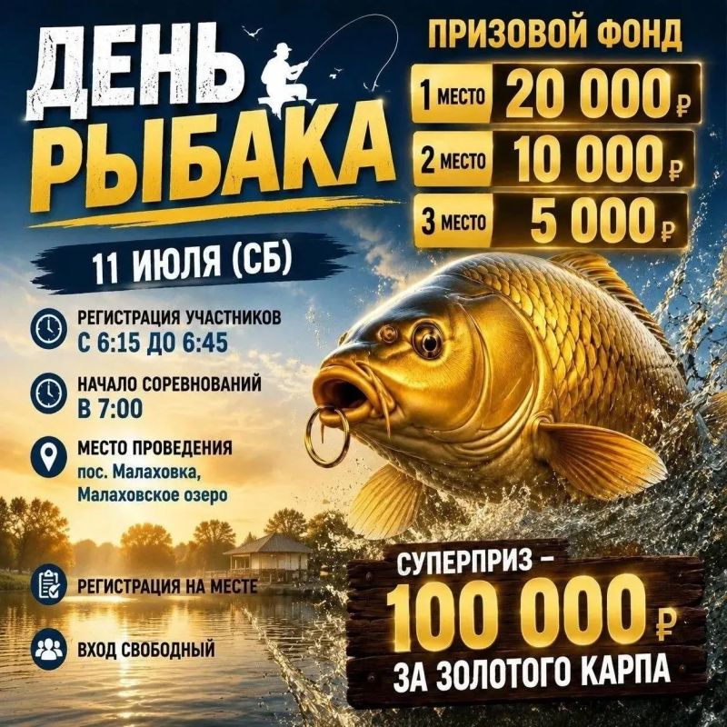 День рыбака пройдет на Малаховском озере городского округа Люберцы