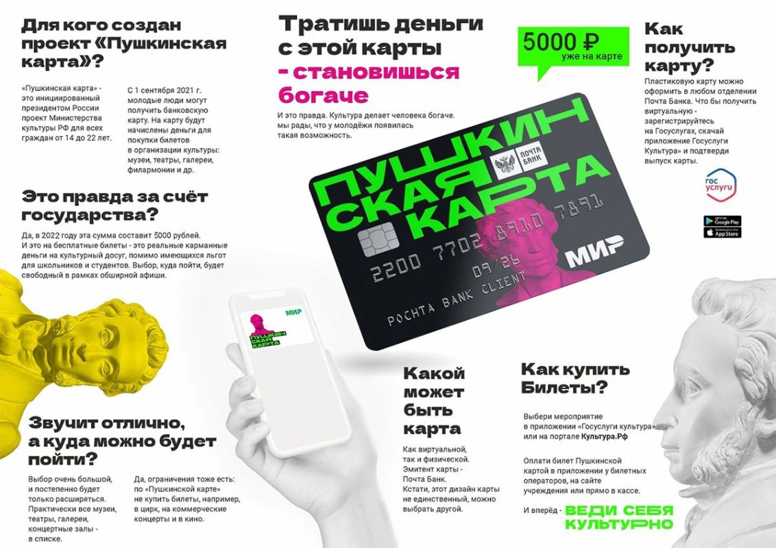 Хотите бесплатно ходить в кино, театры и музеи? Тогда вам нужна «Пушкинская карта»!