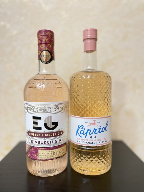 Скрытые акценты джинов Edinburgh Rhubarb & Ginger и Kapriol Grapefruit & Hibiscus